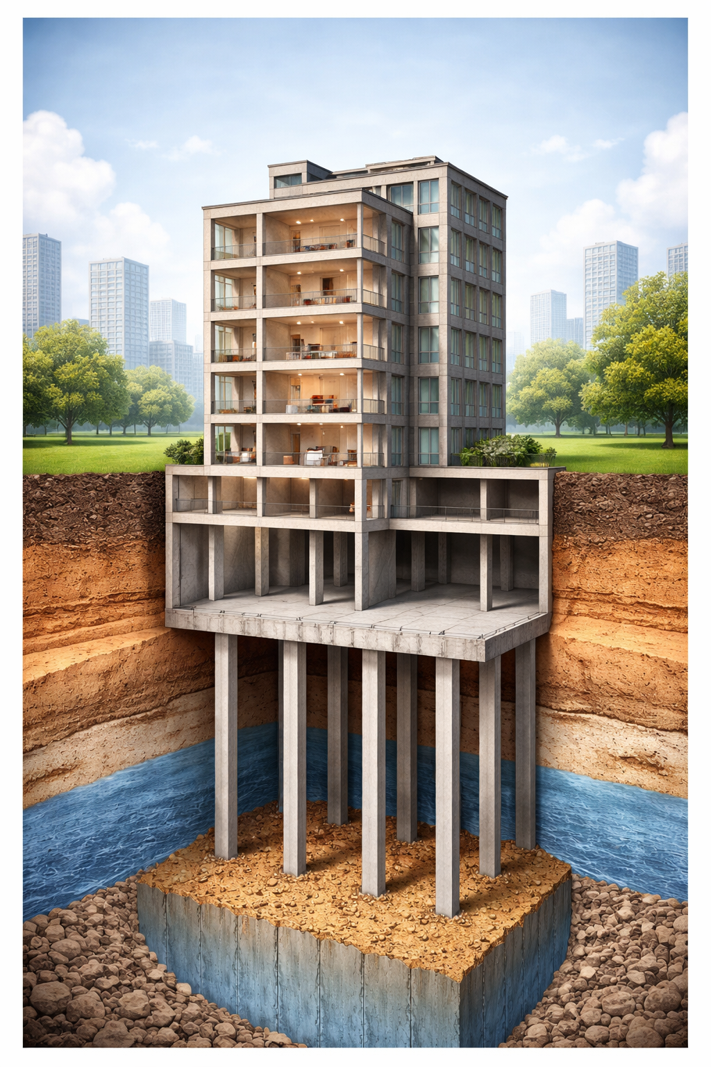 Image ChatGPT montrant un immeuble et ses fondations